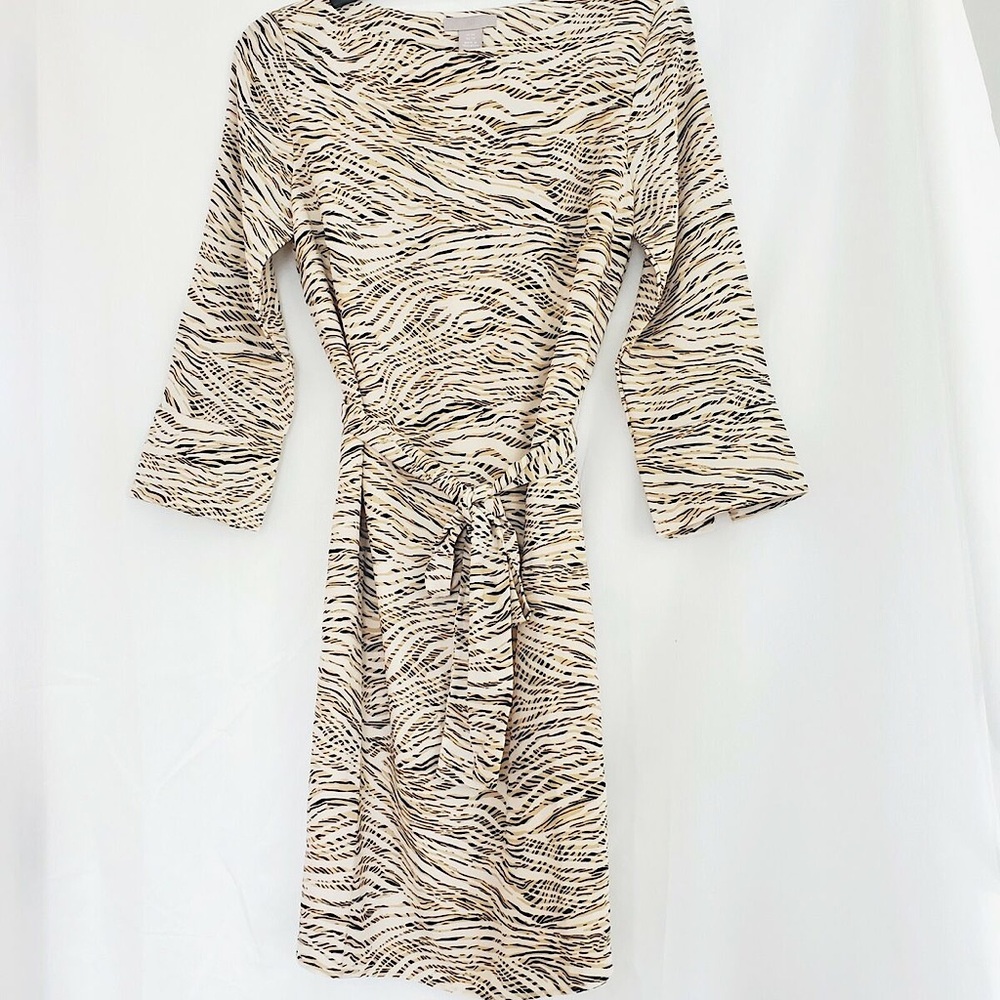 Boho Chic Zebra Print Dress with Bell Sleeves